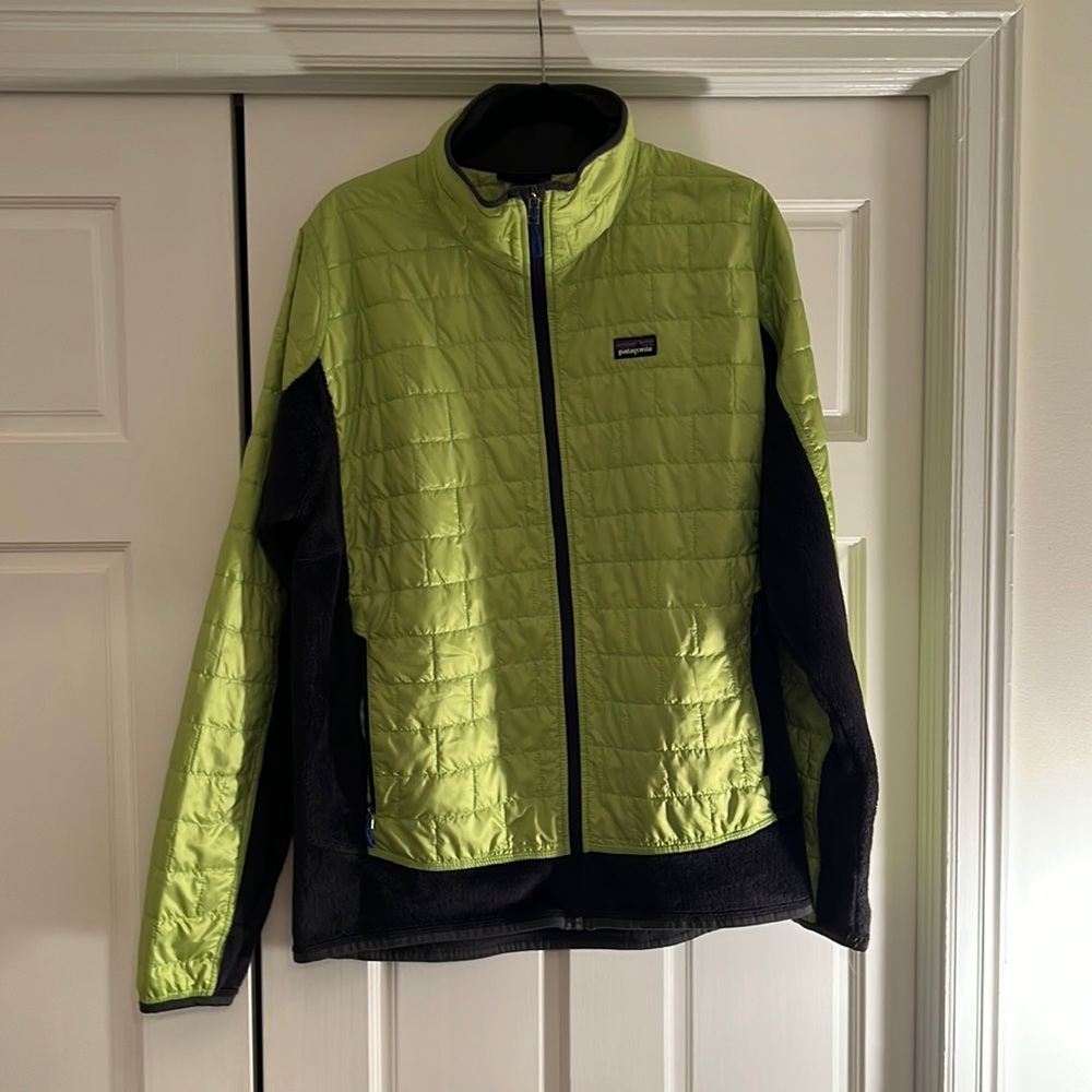 PATAGONIA Nano Puff Hybrid Polartec Primaloft Jacket Zip Men's XL Green Navy